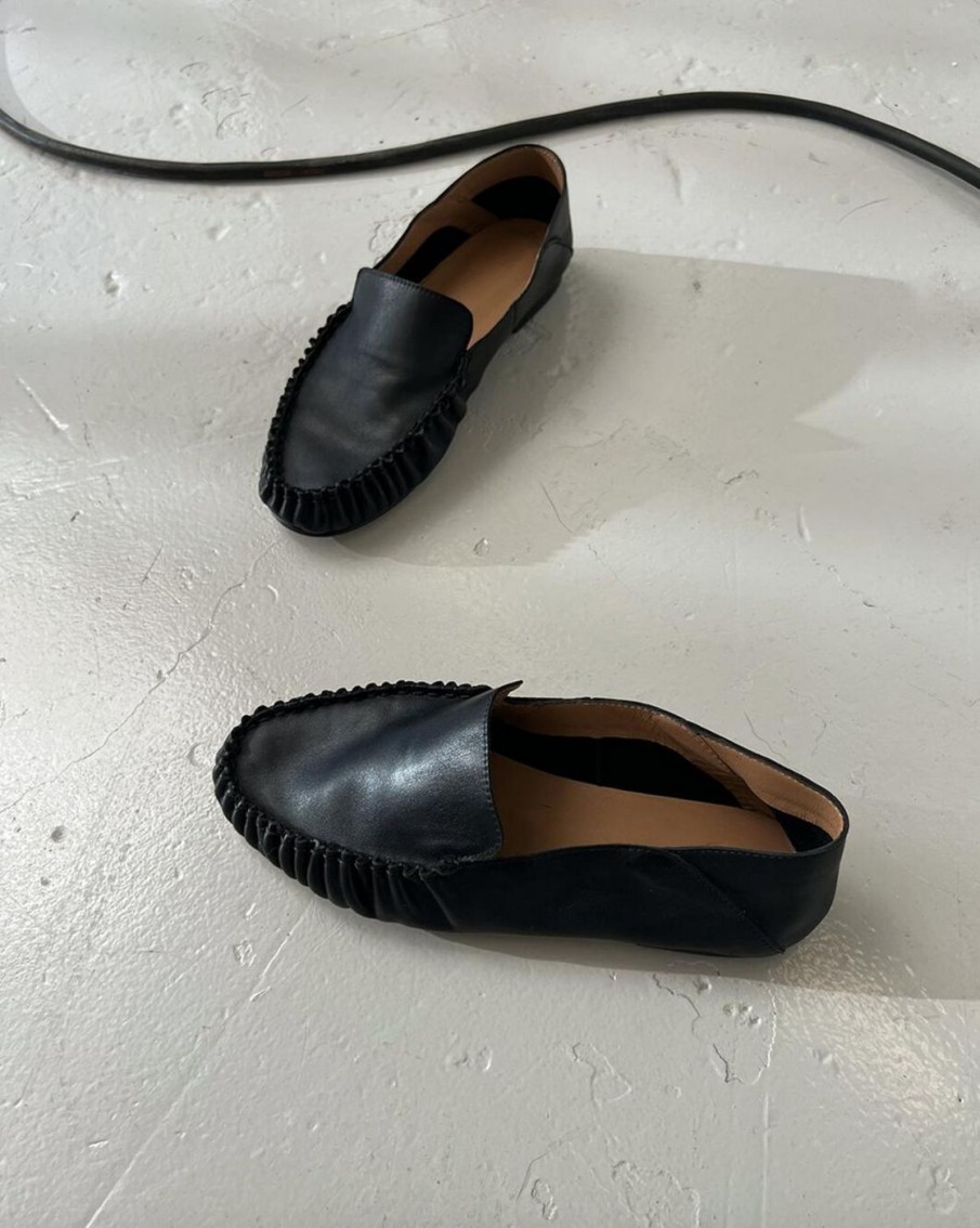 Flattered Mustat Nahka Loaferit Clearance